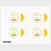 Sticker Ovale Drapeau de l'État de Rhode Island (Feuille)