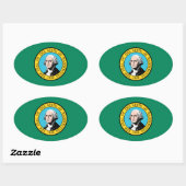 Sticker Ovale Drapeau de l'État de Washington (Feuille)