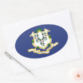 Sticker Ovale Drapeau de l'État du Connecticut (Enveloppe)