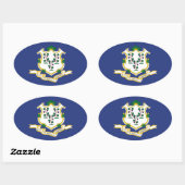 Sticker Ovale Drapeau de l'État du Connecticut (Feuille)
