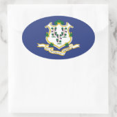 Sticker Ovale Drapeau de l'État du Connecticut (Sac)