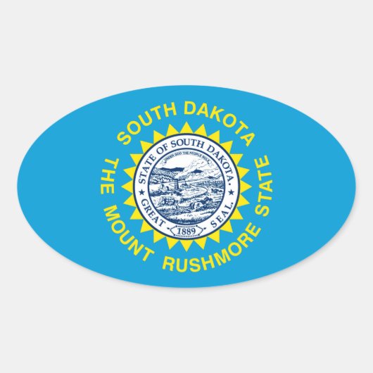 Sticker Ovale Drapeau de l'État du Dakota du Sud (Devant)