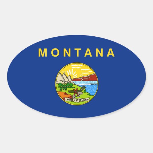 Sticker Ovale Drapeau de l'État du Montana (Devant)