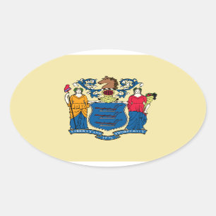 Sticker Ovale Drapeau de l'État du New Jersey
