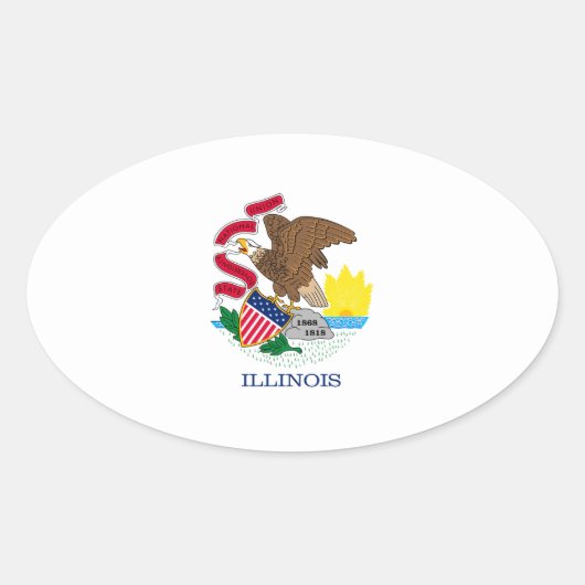Sticker Ovale Drapeau de l'Illinois (Devant)