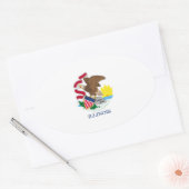 Sticker Ovale Drapeau de l'Illinois (Enveloppe)