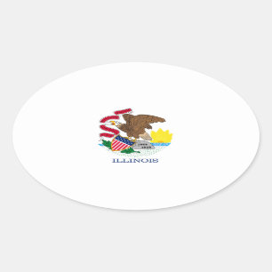 Sticker Ovale Drapeau de l'Illinois