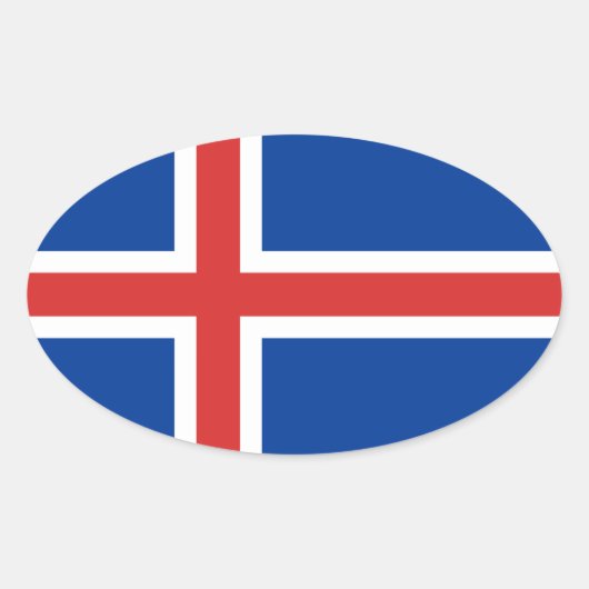 Sticker Ovale Drapeau de l'Islande (Devant)