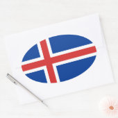 Sticker Ovale Drapeau de l'Islande (Enveloppe)