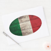 Sticker Ovale Drapeau de l'Italie en bois (Enveloppe)