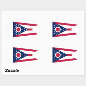 Sticker Ovale Drapeau de l'Ohio (Feuille)