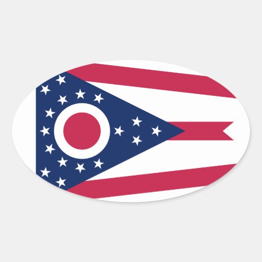 Sticker Ovale Drapeau de l'Ohio (Devant)