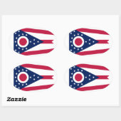 Sticker Ovale Drapeau de l'Ohio (Feuille)