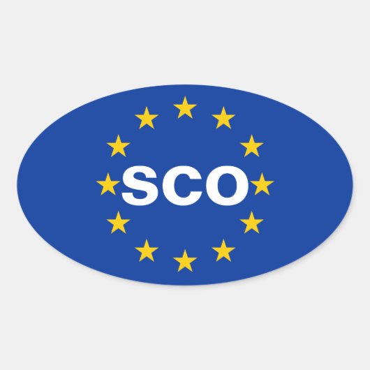 Sticker Ovale Drapeau de l'UE "OCS" de QUATRE Ecosse (Devant)