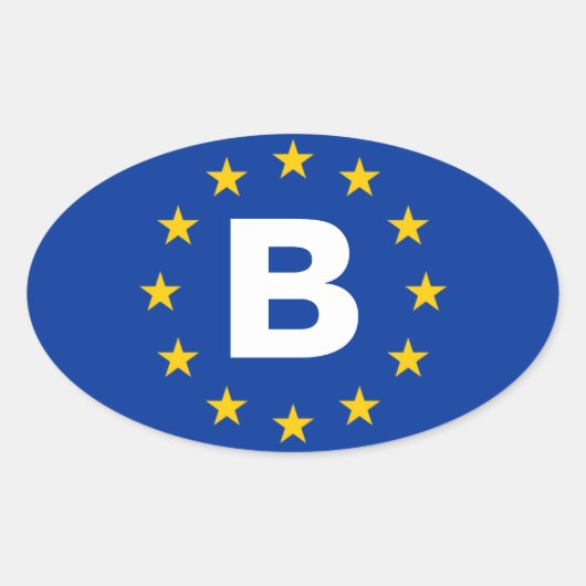Sticker Ovale Drapeau de l'Union européenne "B" pour la Belgique (Devant)