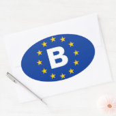 Sticker Ovale Drapeau de l'Union européenne "B" pour la Belgique (Enveloppe)