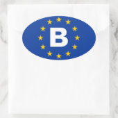 Sticker Ovale Drapeau de l'Union européenne "B" pour la Belgique (Sac)