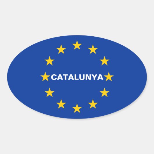 Sticker Ovale Drapeau de l'Union européenne "Catalogne" (Devant)