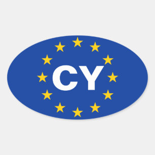 Sticker Ovale Drapeau de l'Union européenne "CY" à Chypre