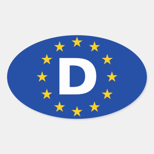 Sticker Ovale Drapeau de l'Union européenne "D" (Devant)