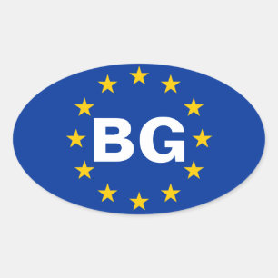 Sticker Ovale Drapeau de l'Union européenne de la Bulgarie "BG"