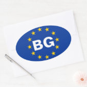Sticker Ovale Drapeau de l'Union européenne de la Bulgarie "BG" (Enveloppe)
