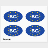 Sticker Ovale Drapeau de l'Union européenne de la Bulgarie "BG" (Feuille)