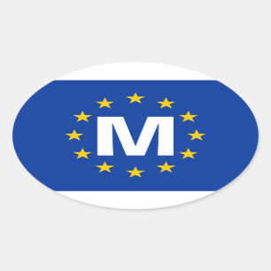 Sticker Ovale Drapeau de l'Union européenne de Malte "M"