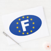 Sticker Ovale Drapeau de l'Union européenne "F" (Enveloppe)