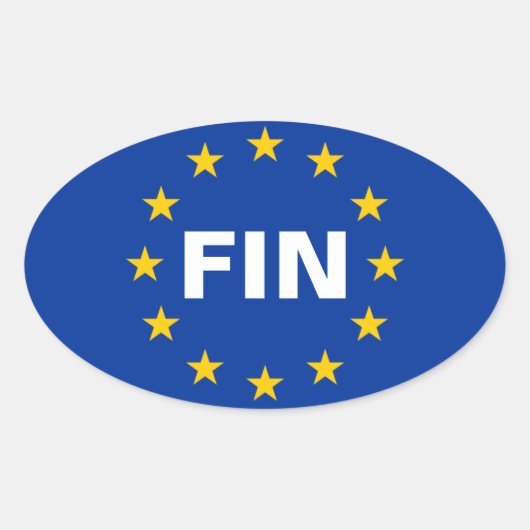 Sticker Ovale Drapeau de l'Union européenne "FIN" de la Finlande (Devant)