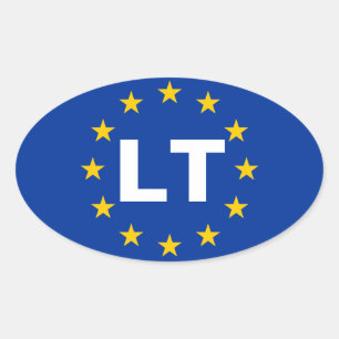 Sticker Ovale Drapeau de l'Union européenne "LT"