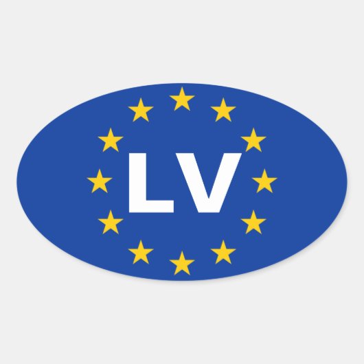Sticker Ovale Drapeau de l'Union européenne "LV" de QUATRE Letto (Devant)