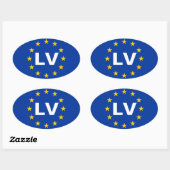 Sticker Ovale Drapeau de l'Union européenne "LV" de QUATRE Letto (Feuille)