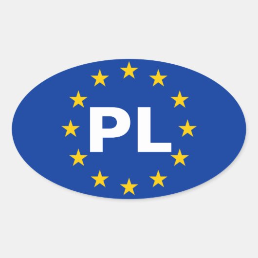 Sticker Ovale Drapeau de l'Union européenne "PL" (Devant)