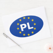 Sticker Ovale Drapeau de l'Union européenne "PL" (Enveloppe)