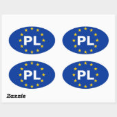Sticker Ovale Drapeau de l'Union européenne "PL" (Feuille)