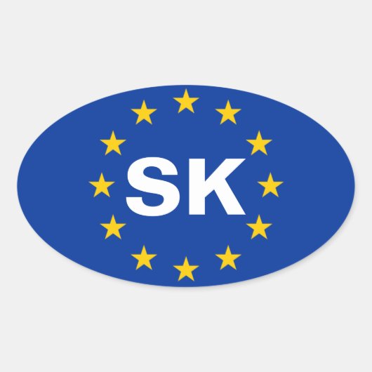 Sticker Ovale Drapeau de l'Union européenne "SK" FOUR Slovaquie (Devant)