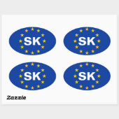 Sticker Ovale Drapeau de l'Union européenne "SK" FOUR Slovaquie (Feuille)