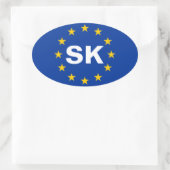 Sticker Ovale Drapeau de l'Union européenne "SK" FOUR Slovaquie (Sac)