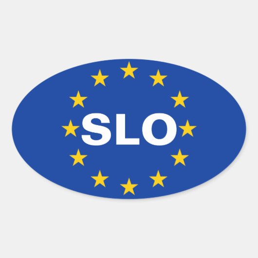Sticker Ovale Drapeau de l'Union européenne "SLO" de quatre Slov (Devant)