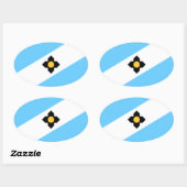 Sticker Ovale Drapeau de Madison, Wisconsin (Feuille)