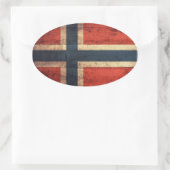 Sticker Ovale Drapeau de Norvège en bois (Sac)