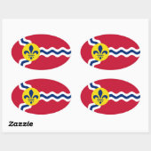 Sticker Ovale Drapeau de Saint-Louis, Missouri (Feuille)
