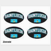 Sticker Ovale Drapeau de Sainte-Lucie (Feuille)