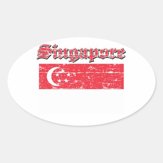 Sticker Ovale Drapeau de Singapour (Devant)