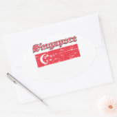 Sticker Ovale Drapeau de Singapour (Enveloppe)