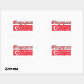 Sticker Ovale Drapeau de Singapour (Feuille)