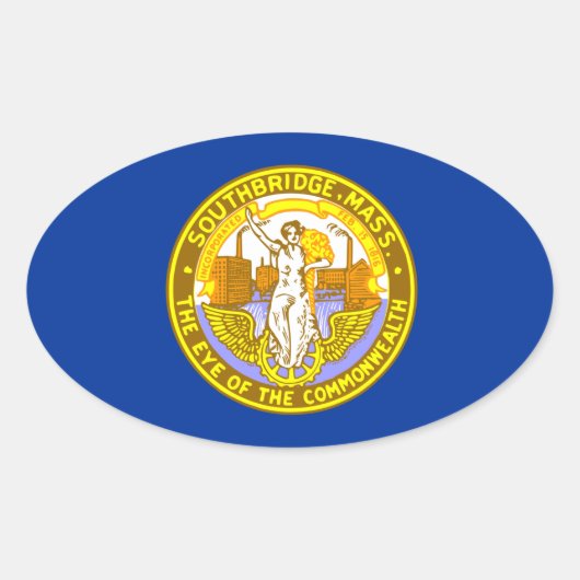 Sticker Ovale Drapeau de Southbridge, Massachusetts (Devant)
