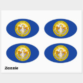 Sticker Ovale Drapeau de Southbridge, Massachusetts (Feuille)