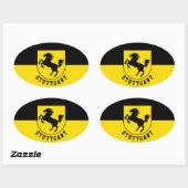 Sticker Ovale Drapeau de Stuttgart (Allemagne) (Feuille)